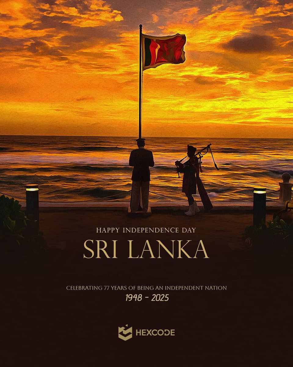 HexCode2024's tweet image. 77 years of independence, resilience, and unity. As we celebrate this day, let’s honor our past, embrace the present, and strive for a brighter future.
Happy Independence Day, Sri Lanka! 🇱🇰✨
#77YearsOfFreedom #ProudToBeSriLankan #IndependenceDay #HexCode