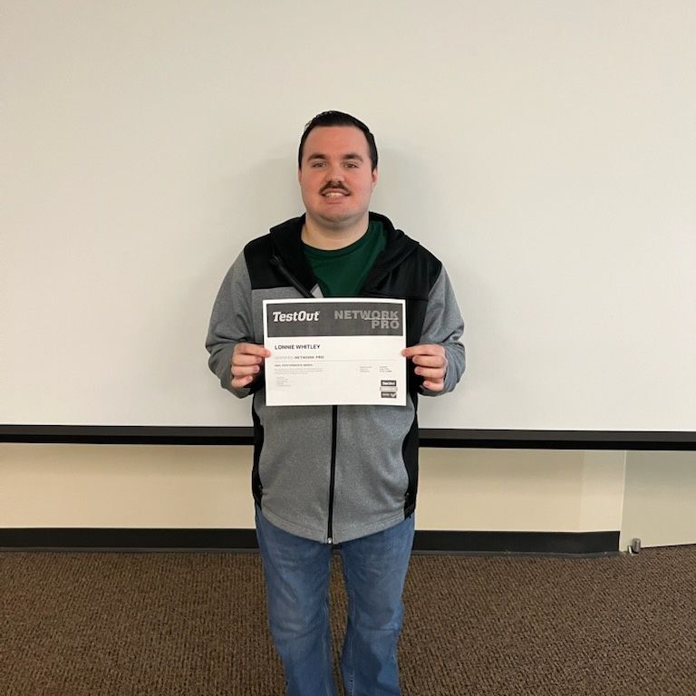 wiregrasstech's tweet photo. Congrats to Lonnie Whitley, a Ben Hill-Irwin Campus Computer Support student!  He has earned his Network Pro Certification.  This program is offered as a Degree or Diploma and has embedded certificates built into the program.   #LessTime #MorePay #ItsTheTechnicalWay https://t.co/uPMuMJTgWa