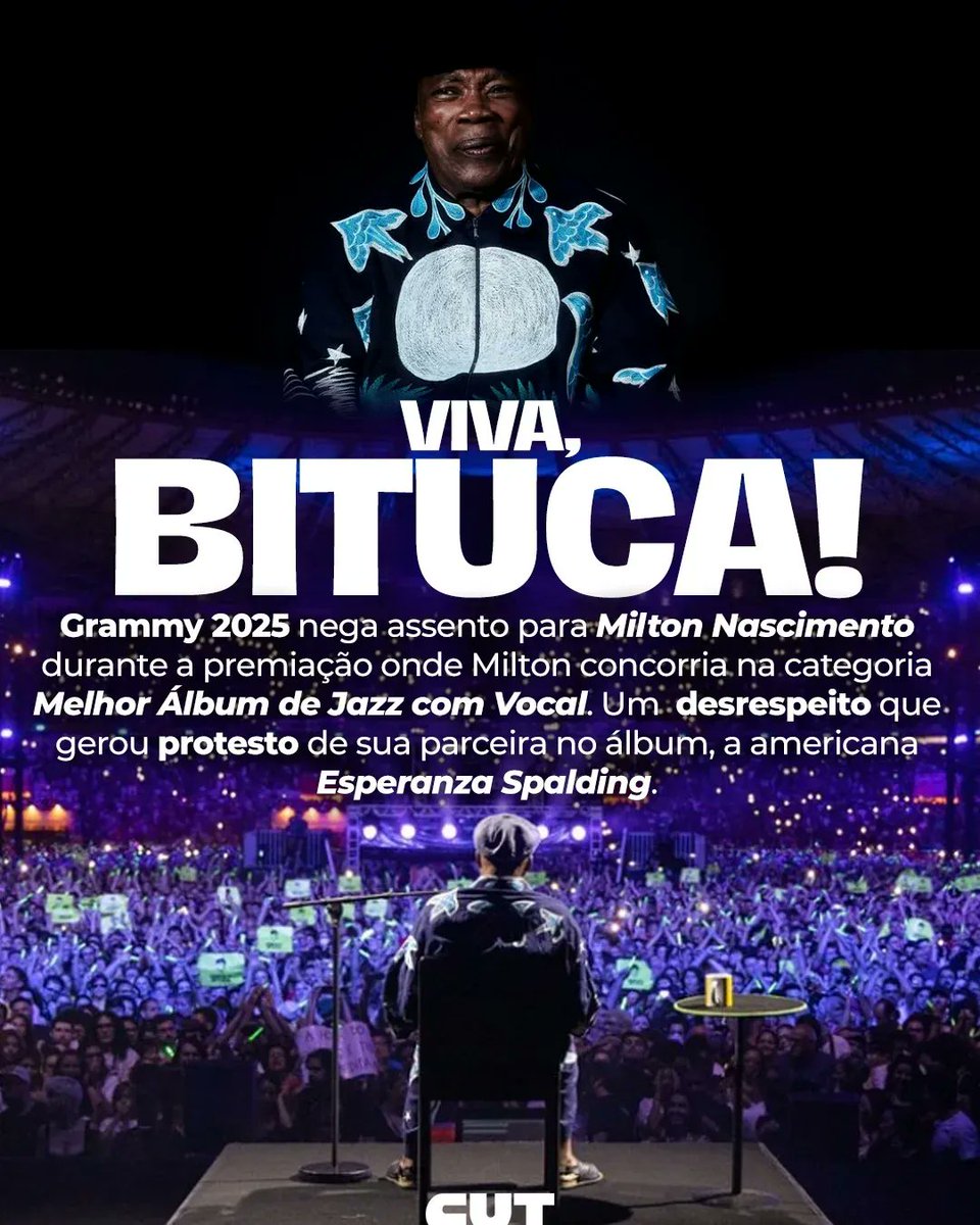 CUTsaopaulo's tweet photo. Bituca merece respeito! ✊🏽
Milton Nascimento tem um legado fundamental para a música como um todo. É inaceitável que seu lugar tenha sido negado durante o Grammy 2025.
Viva a sua arte! #miltonnascimento #grammy #bituca https://t.co/RyeGrMi5Pr
