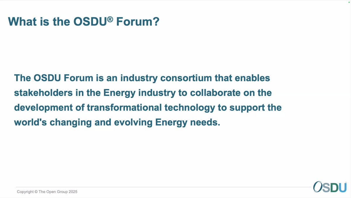 TheOpenGroup's tweet photo. To round off Day 1 at The Open Group Virtual Summit #ogVIRTUAL - Francisca Maepa (BHP) &amp; Dennis Stevens (The Open Group) discuss the expansion of the #OSDU® Data Platform into the mining domain &amp; its adoption by the industry. https://t.co/8QW4HL1Sho