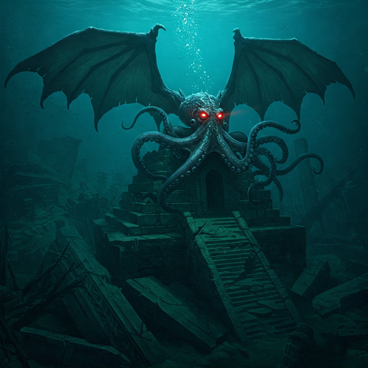 Bohnenwicht's tweet photo. Inspired by H. P. Lovecraft #ai #aiart #ki #kikunst #art #cthulhu #lovecraft #hplovecraft #fanart https://t.co/JHZL5jdJvh