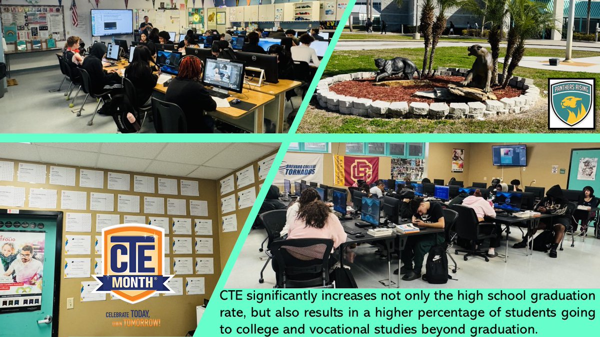 February, we celebrate CTE Month. CTE significantly increases graduation rates and also results in a higher percentage of students going to college &amp; vocational studies beyond graduation. Pine Ridge High students learning Cybersecurity, Promotional Enterprise, and Digital Design.