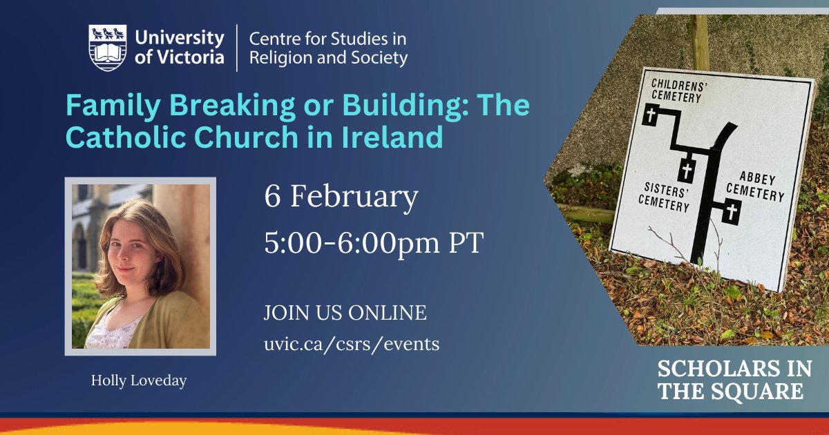 Join us Thursday for a challenging look at the intersection of religion and culture in Ireland with MFA candidate Holly Loveday and guest Tim Lilburn. <a href="/UVicWriting/">UVic Writing</a> <a href="/UVicResearch/">UVic Research</a> @UVicHsd