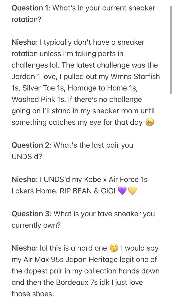 SneakerAdmirals's tweet photo. Sneaker Admirals are happy to introduce Profile #367 of our ongoing weekly #ProfileSpotlight series featuring you, our loyal followers!
For our 367th follower spotlight meet @NIwiththekicks
Pls share & RT & throw her a follow! https://t.co/p0CQkEk1Ll