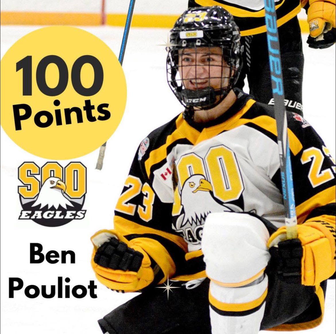 Congrats to alumni Captain ⁦<a href="/benpouliot11/">Benjamin Pouliot</a>⁩ on joining the ⁦<a href="/NOJHL/">NOJHL</a>⁩ 100 point club! We’re proud of you Ben! #AlwaysAnEagle ⁦<a href="/MichHSHockey/">Mich HS Hockey</a>⁩