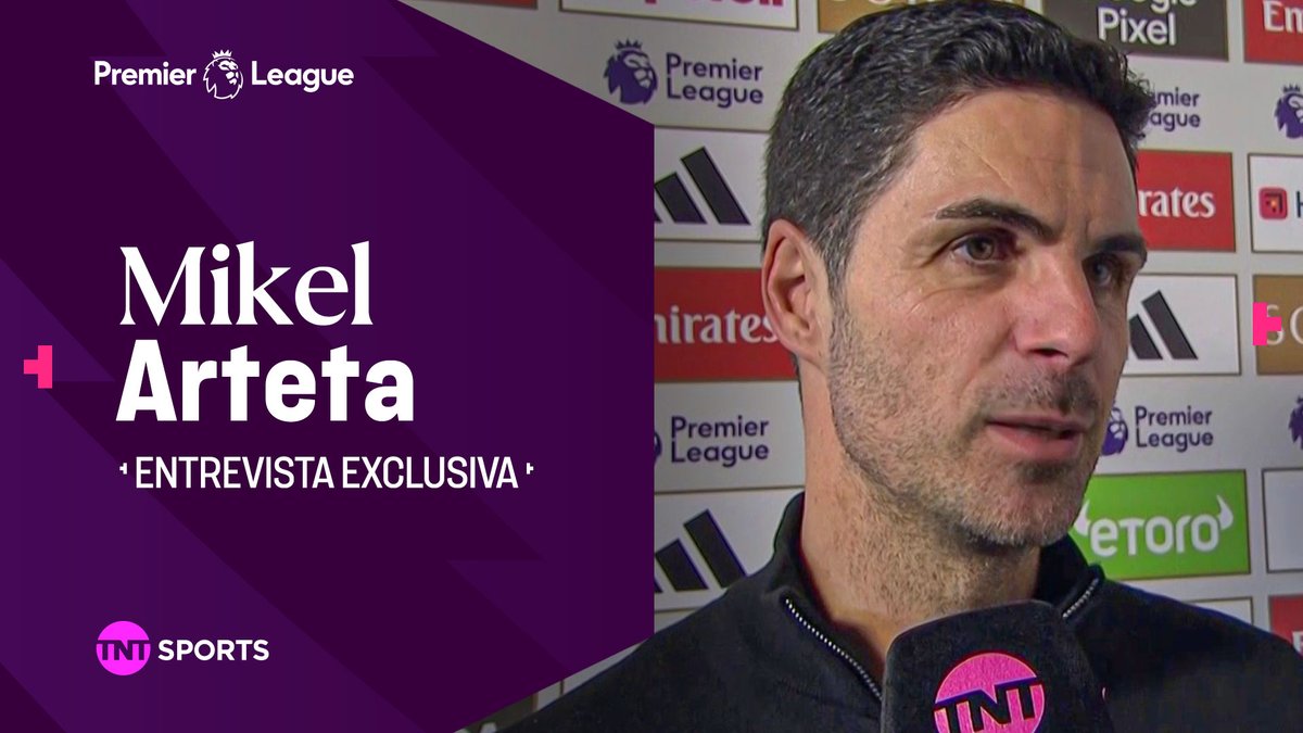 tntsportsmex's tweet photo. ¡El más feliz! 😁

Mikel Arteta no ocultó su alegría con @Rodrigo_Lara_Tv tras la goleada de Arsenal sobre Manchester City en #LaPremierEnMax. 

📹 https://t.co/UDRa9hBfkb https://t.co/MOew4e9969