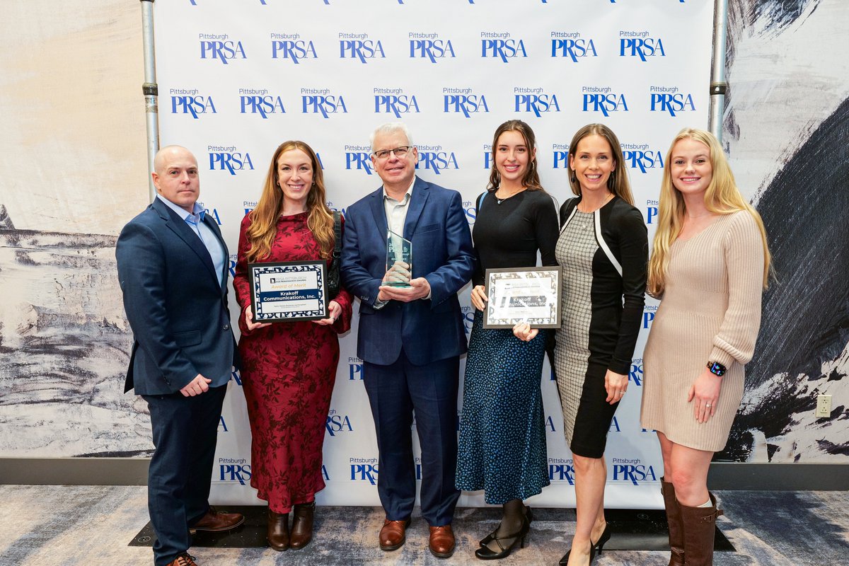 Krakoff_Comm's tweet photo. We had a great time at this year’s PRSA Pittsburgh Renaissance Awards, celebrating the innovative work of local agencies and organizations! Check out our recent blog post to read more about the projects that earned us recognition this year: https://t.co/8h3BN2771l https://t.co/4MMAImnm4f