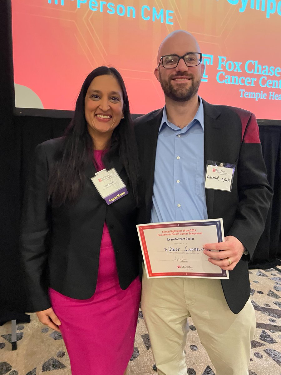 Thank you to everyone who attended our 23rd Annual Highlights of the 2024 San Antonio Breast Cancer Symposium, and congratulations to our Fox Chase 2024-2025 Breast Fellow, Walker Lyons, MD, this year’s winner of the Award for Best Poster.