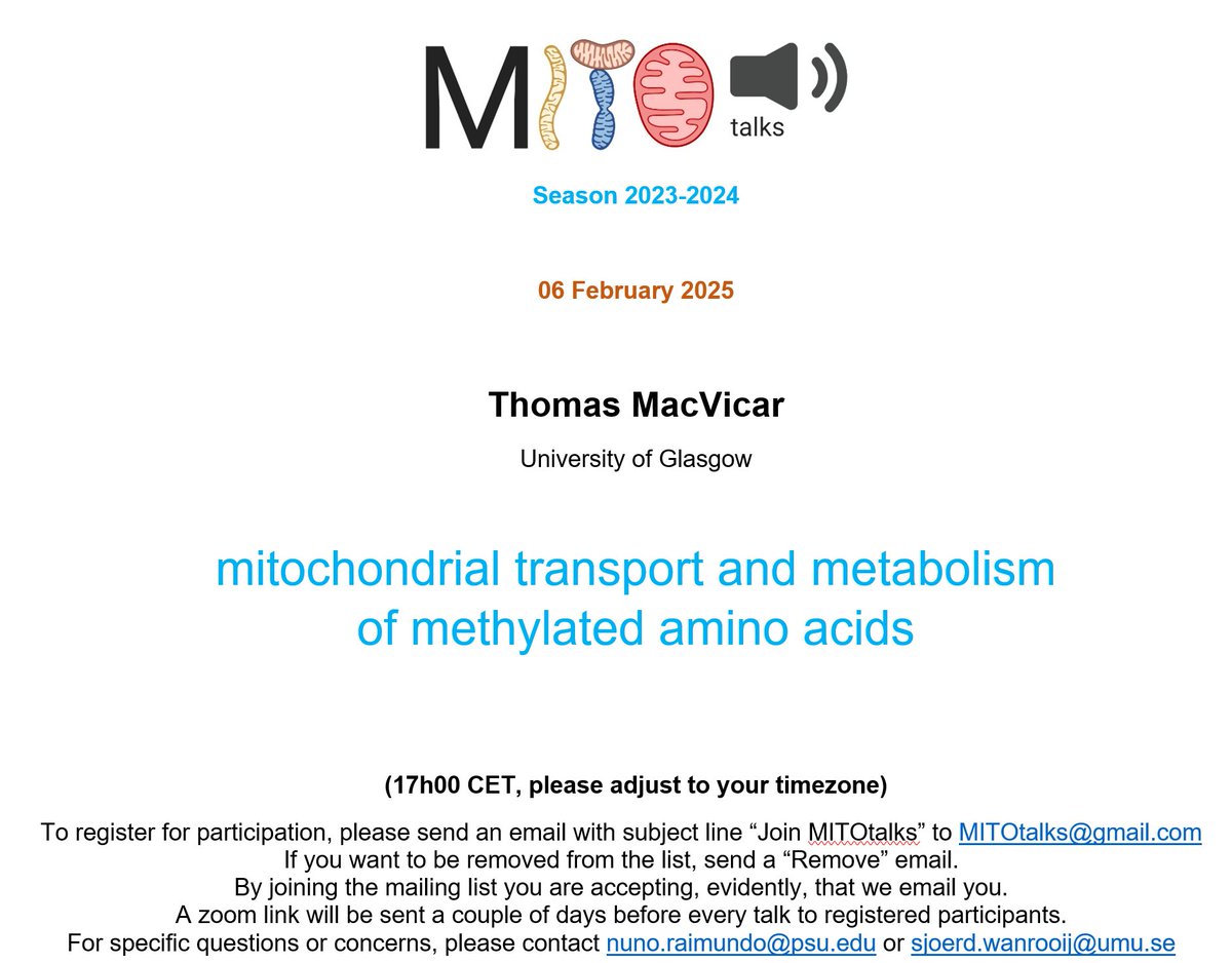 MitOtalks's tweet image. Time for some mito-business. Or should we say methyl-business?? Let's ask our speaker Thomas MacVicar.
This thursday, usual time and place.