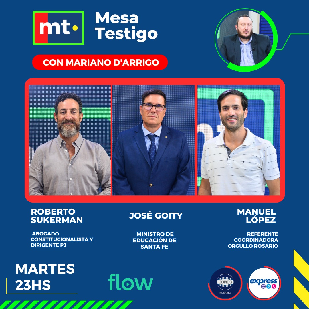 Este martes en #MesaTestigo con 
🔸 <a href="/robertosukerman/">Roberto Sukerman</a> 
🔸<a href="/goity_jose/">Jose goity</a> 
🔸 <a href="/emloupez/">Manu Lopez</a>

🖊️ <a href="/mdarrigo/">Mariano D'Arrigo</a>

▶️Martes 23hs también en nuestro YouTube: youtube.com/@mesatestigo
📺 <a href="/SomosRosarioOK/">Somos Rosario</a>
📺<a href="/expressfanok/">Express.FAN</a>