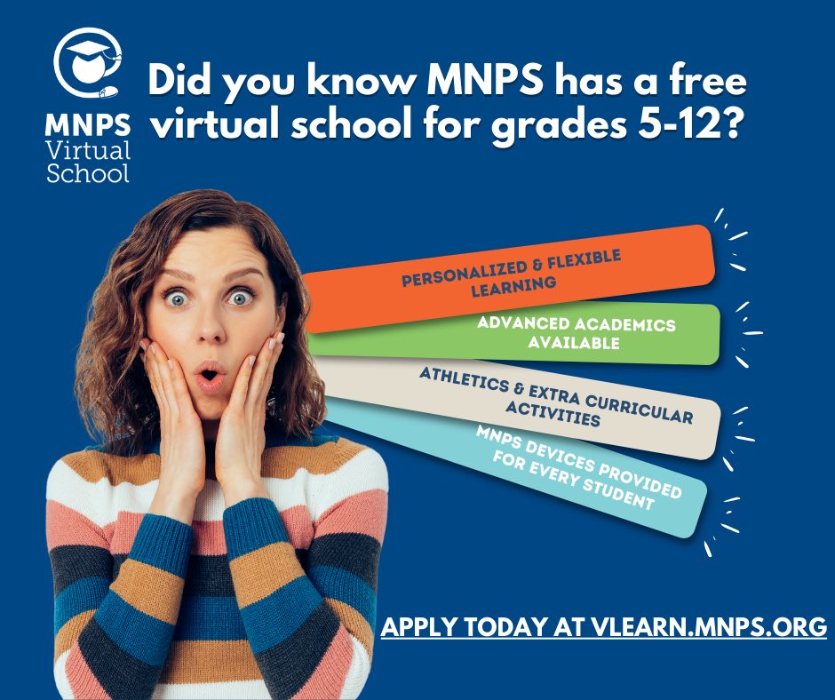 MNPS Virtual School has options for all students. Visit vlearn.mnps.org today and charge up your future!