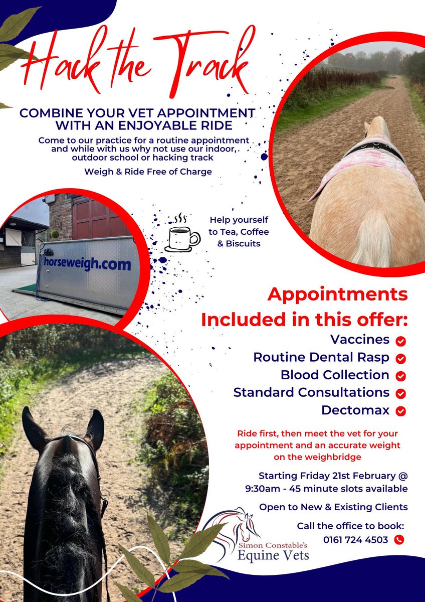 simonaconstable's tweet photo. We are always trying to improve our service to clients so we hope our new offer of Hack the Track can add a little bit of enjoyment to your vet appointments. 
Our track has no public access so there are no distractions apart from our resident deer, owls, herons and buzzards. https://t.co/HhexEnWzGy