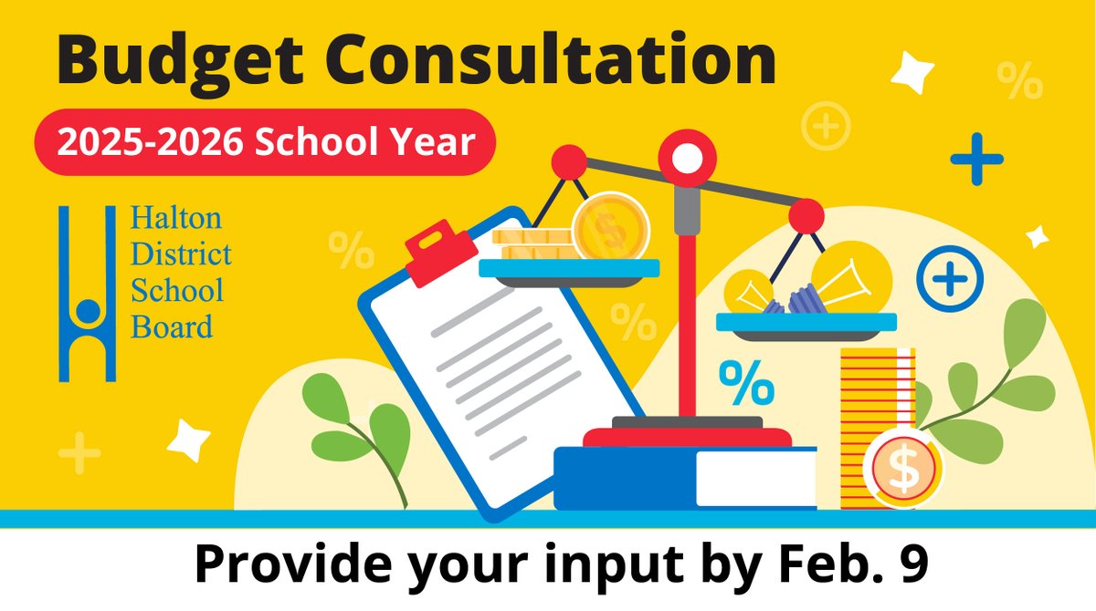 The HDSB is seeking input on the 2025-2026 school year budget to help guide decision-making. Parents/guardians, students, staff &amp; community members are invited to provide input by Feb. 9, 2025 at 4 p.m.

Learn more: bit.ly/HDSBBudgetCons…