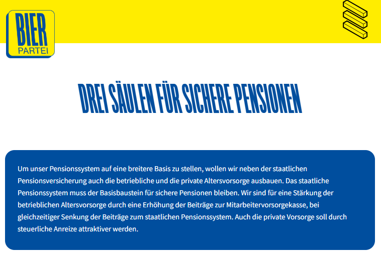 FHMaverick's tweet photo. Schade um die #Bierpartei, ihr Pensionskonzept war ein Traum. Mehr #Kapitaldeckung statt Staatspension. https://t.co/8FXnwUmGkA