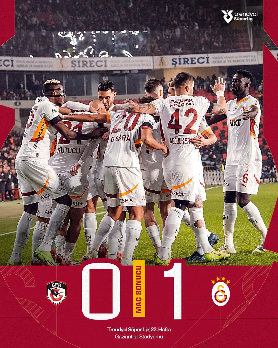 Gaziantep’te 3 puan bizim! 💪

Gaziantep FK 0-1 Galatasaray 👏

#GFKvGS