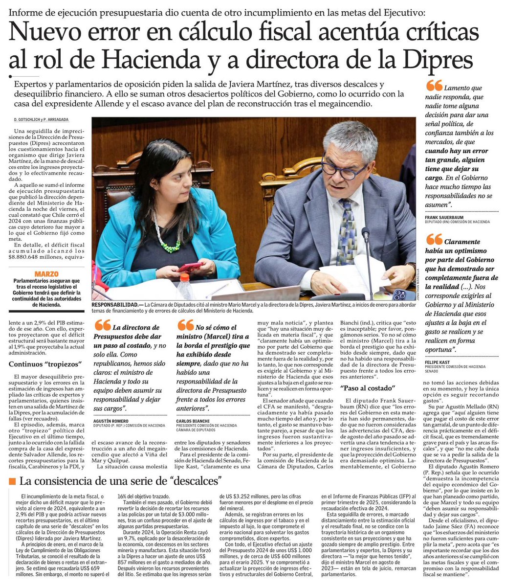 En 2.000 millones de dólares se equivocó la “mejor” Directora de Presupuestos de la historia. En cualquier gobierno razonable, la funcionaria habría sido despedida. En este gobierno, es protegida
