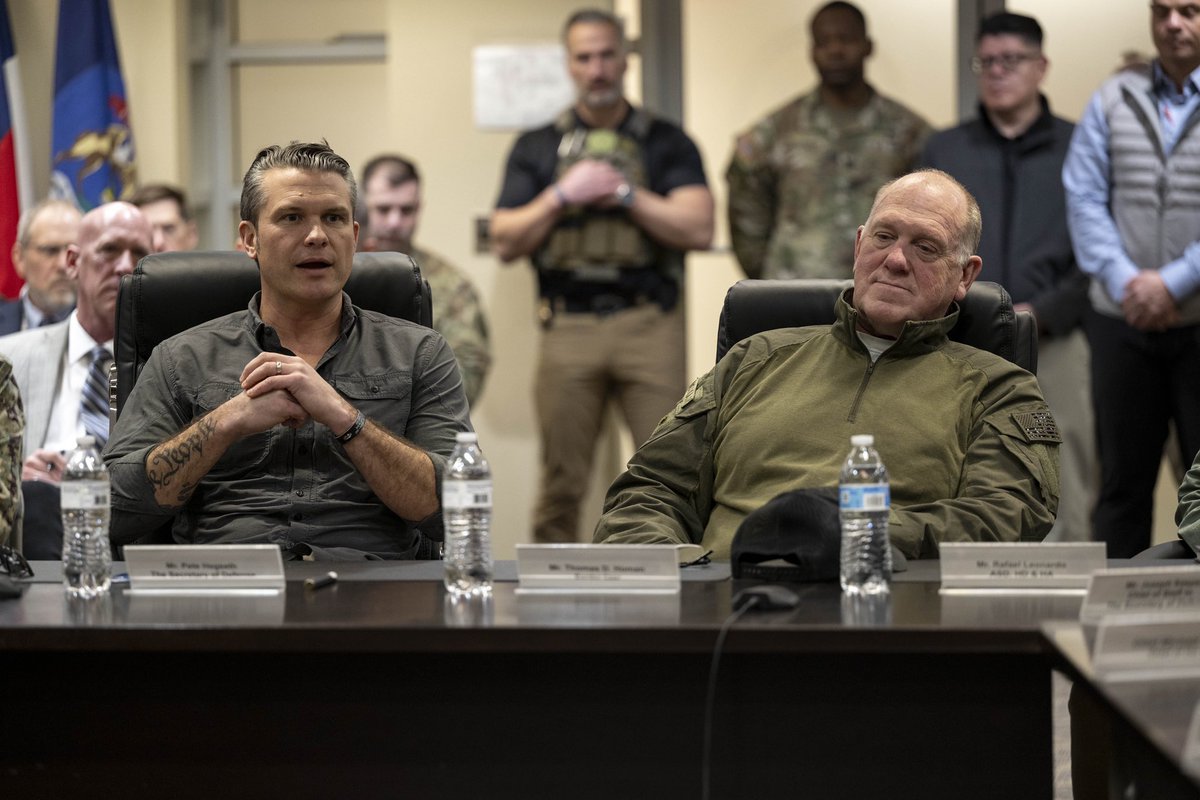 Secretary of Defense Pete Hegseth (@secdef) on Twitter photo I just received a briefing from <a href="/USNorthernCmd/">U.S. Northern Command</a> and @NORAD leaders on homeland defense and security priorities at the southern border. Our service members are mission-ready and hard at work. I just received a briefing from <a href="/USNorthernCmd/">U.S. Northern Command</a> and @NORAD leaders on homeland defense and security priorities at the southern border. Our service members are mission-ready and hard at work.