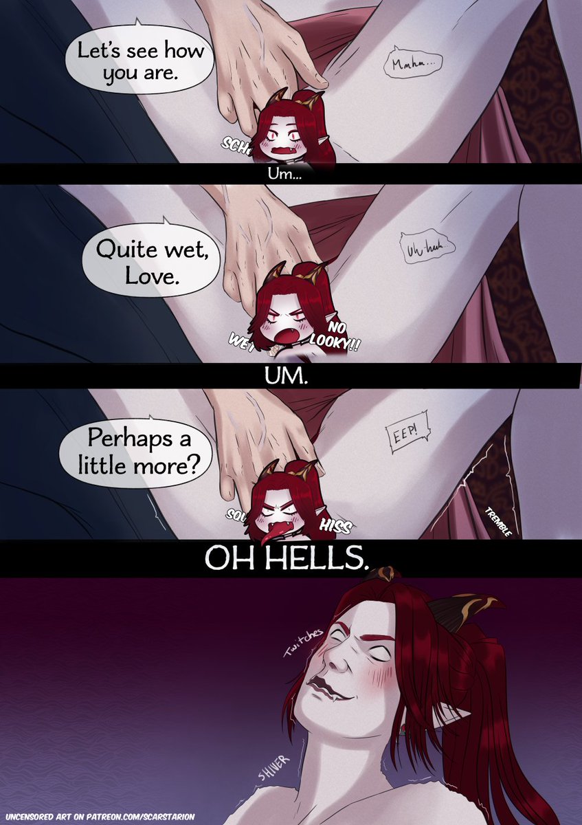 Scarstarion's tweet photo. Pages 15 to 17 of my spicy Astarion and Scarlet comic - uncensored on Patreon.

Early access of next pages will be added to patreon tomorrow! https://t.co/SLXHiR7brh