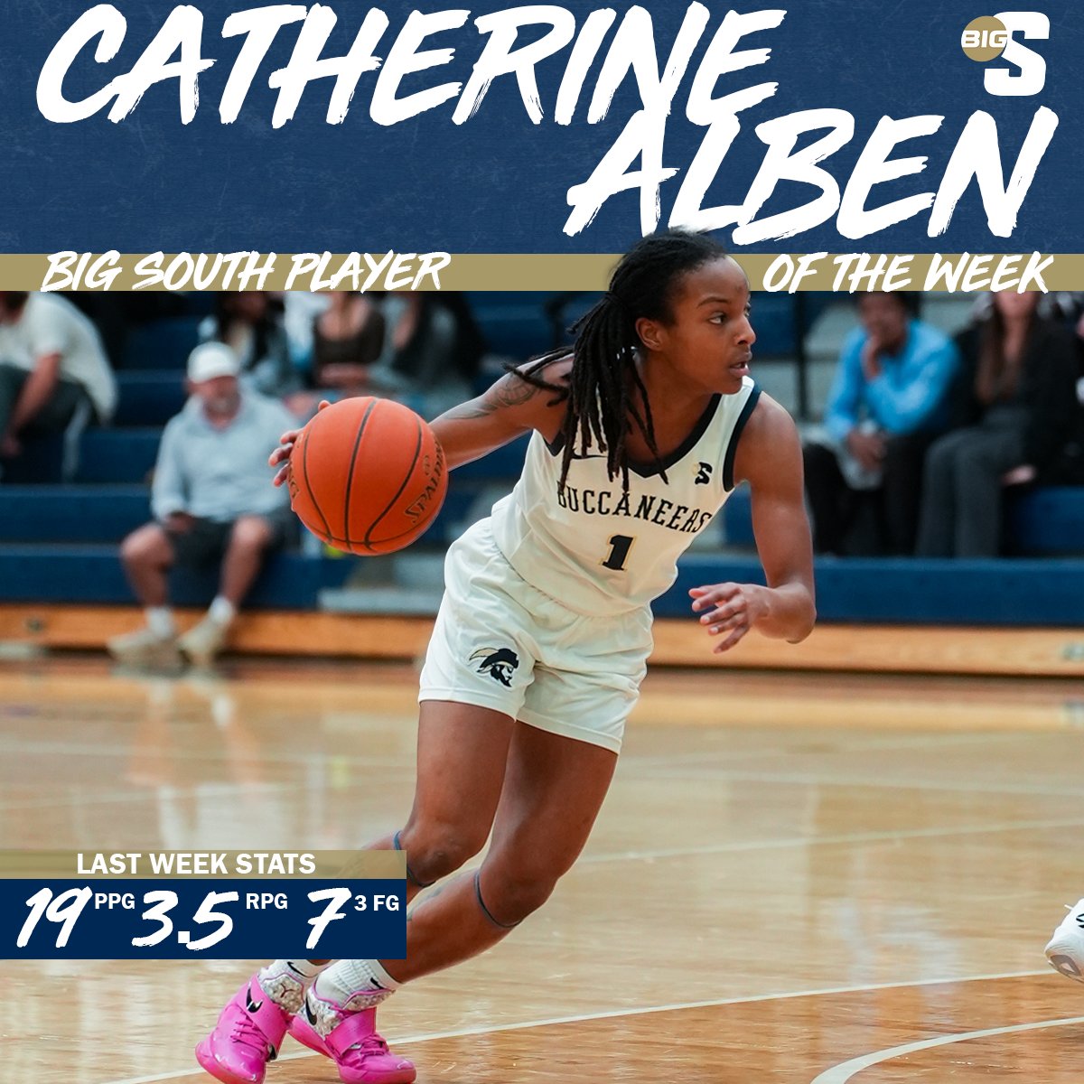 🚨𝐁𝐈𝐆 𝐒𝐎𝐔𝐓𝐇 𝐏𝐋𝐀𝐘𝐄𝐑 𝐎𝐅 𝐓𝐇𝐄 𝐖𝐄𝐄𝐊 

After averaging 19.0 points per game and helping the Buccaneers go 2-0 this week, Catherine Alben takes home 𝐁𝐈𝐆 𝐒𝐎𝐔𝐓𝐇 𝐏𝐋𝐀𝐘𝐄𝐑 𝐎𝐅 𝐓𝐇𝐄 𝐖𝐄𝐄𝐊 for the second time this season! 👊

📰 bit.ly/4hkXUGw