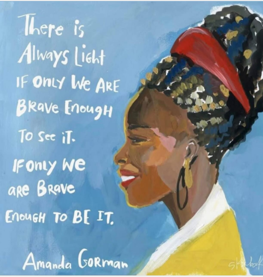 theamarafamily's tweet photo. Amanda Gorman made history in January 2021 and we will never forget how brightly she shines.
Art by Gayle Kabaker
#BlackHistoryMonth2025 #BHM2025 #ThereIsAlwaysLight https://t.co/b8vMJa0t2c