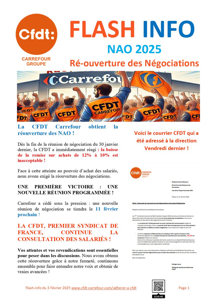 🤷 NAO Carrefour on remet ça 
💪 on y retourne le 11 février déterminés à vivre un vrai dialogue social 😅

#cfdt #1ersyndicatdefrance #social #nao #remunerations #commerce #grandedistribution #carrefour #actforgood