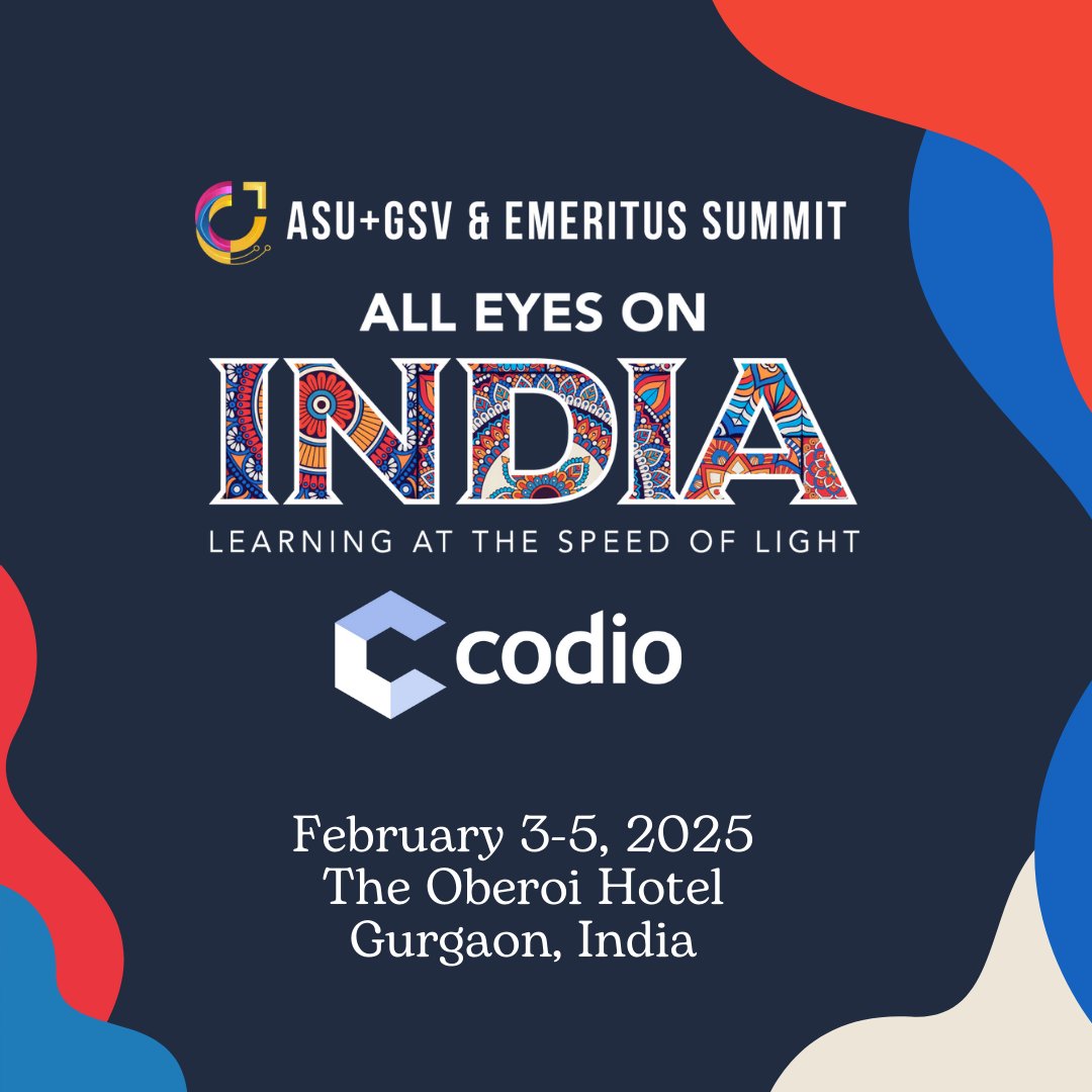 Day one is officially a wrap here at the ASU+GSV &amp; Emeritus Summit in Gurgaon, India! 🇮🇳

Stop by the Codio booth to say hello, we can't wait to meet you! 💫👋 

#ASUGSVEmeritusSummit #AllEyesOnIndia