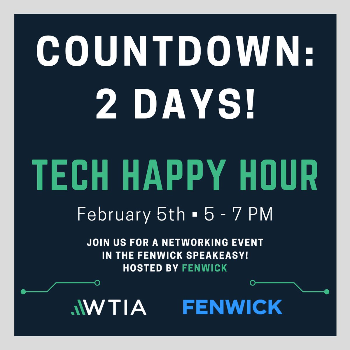 Last chance to register! Our Tech happy hour at the Fenwick speakeasy is this Wednesday from 5 - 7 PM.
Register here: hubs.ly/Q0353qhn0

Special thanks to Fenwick &amp; West for hosting!