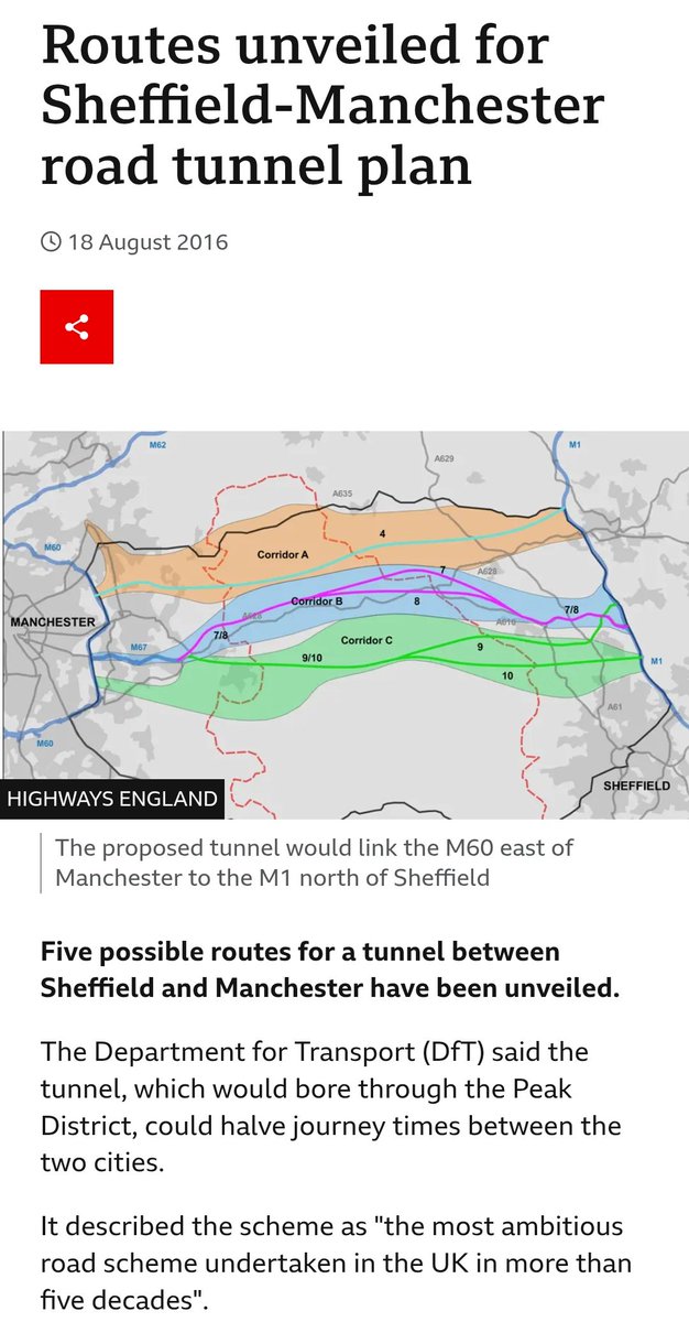 In 2016 we were still Northern Powerhousing. George Osborne was hi vizzed. We were building a new motorway from Manchester to Sheffield. We were HS3'ing it from Leeds to Manchester. We were widening the M62. All scrapped I think. And now we can't even keep the road open for sure.