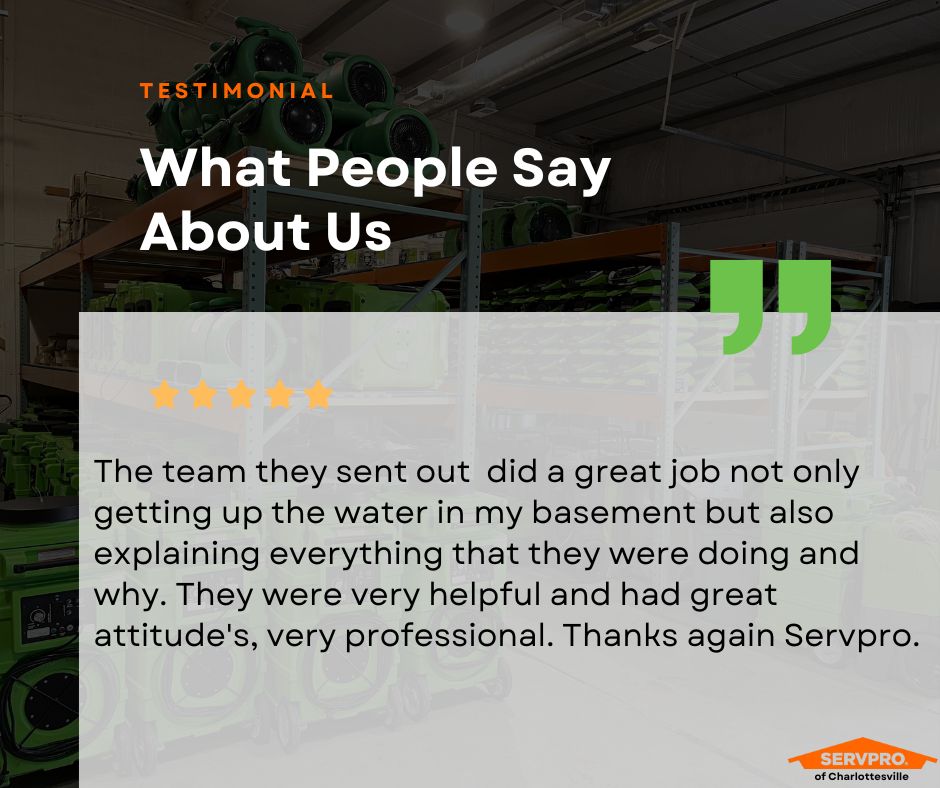 SERVPRO_cville's tweet photo. Another satisfied customer! 🙌 We're so proud to have helped. At SERVPRO of Charlottesville, we're committed to delivering fast, reliable, and professional restoration services when you need them most. 
#CustomerSatisfaction #SERVPRO #RestorationExperts #LocalBusiness #CVille https://t.co/hRIb5wULbA