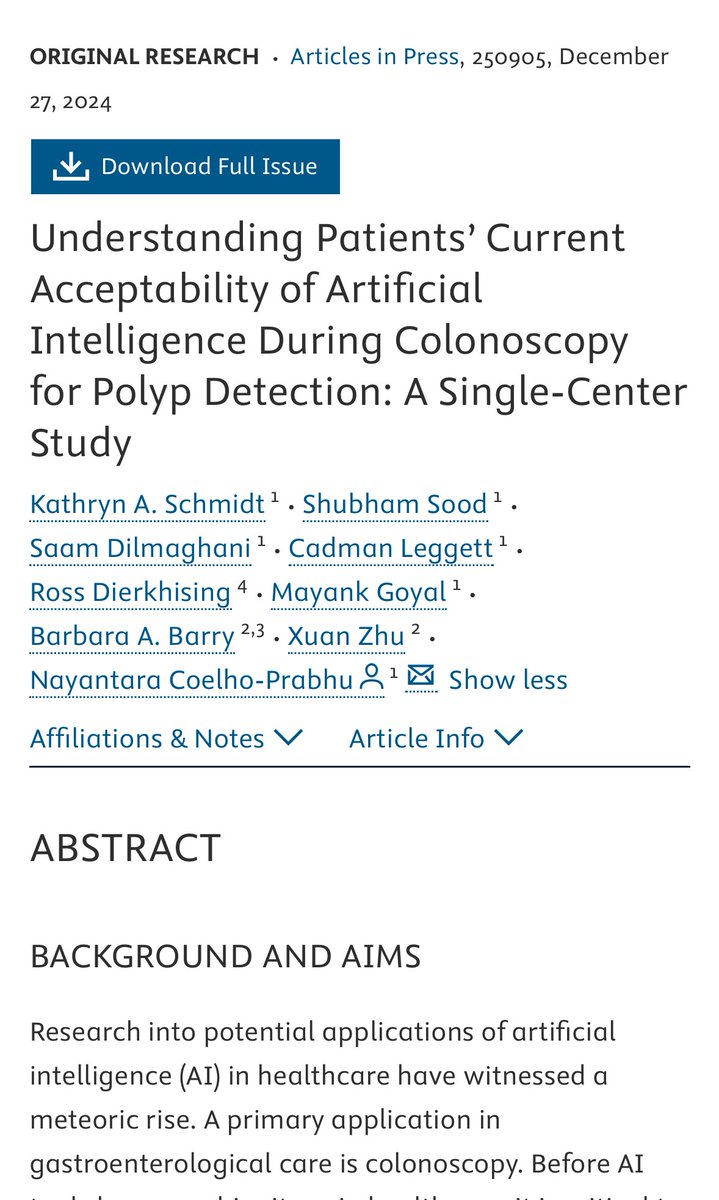Mayank (@mayank_0209) on Twitter photo Happy to share our recently published article on understanding patient’s acceptability of AI during screening colonoscopy
<a href="/MayoClinic/">Mayo Clinic</a> <a href="/MayoClinicGIHep/">Mayo Clinic Gastroenterology & Hepatology</a> <a href="/AGA_TIGE/">TIGE</a> <a href="/DrKSchmiddie/">Kathryn Schmidt, MD</a> Happy to share our recently published article on understanding patient’s acceptability of AI during screening colonoscopy
<a href="/MayoClinic/">Mayo Clinic</a> <a href="/MayoClinicGIHep/">Mayo Clinic Gastroenterology & Hepatology</a> <a href="/AGA_TIGE/">TIGE</a> <a href="/DrKSchmiddie/">Kathryn Schmidt, MD</a>