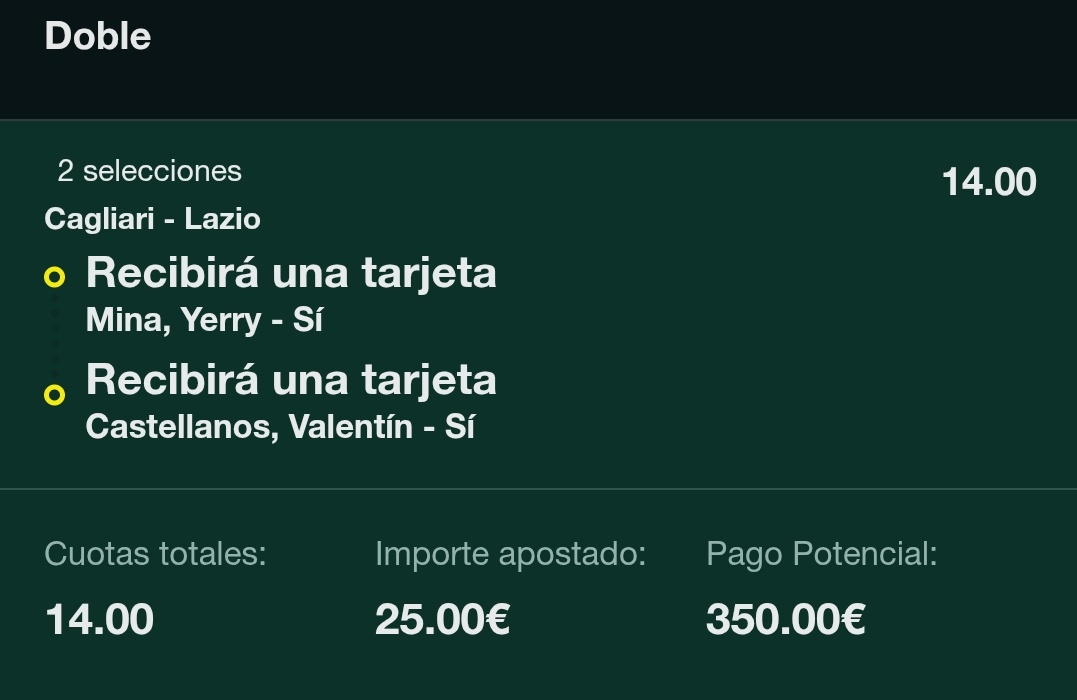 Sorteo el 50% entre todos los RTs a este tweet si Castellanos 🇦🇷 y Mina 🇨🇴 ven tarjeta 🟨

👉La cuota más alta 14 en yellowcard.guru/go/YoSports

Y que sigan la apuesta por supuesto!

Quiero veros! 🔥