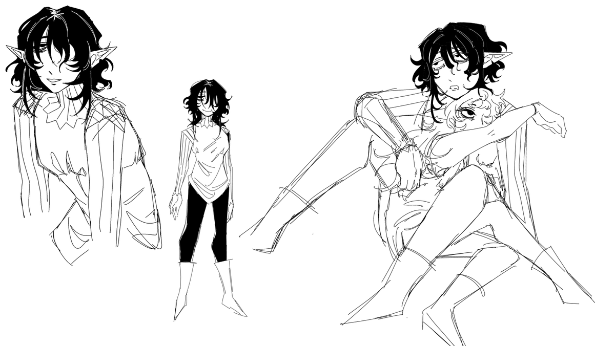 thePrinceOfFae's tweet photo. Some #dungeonmeshioc doodlings I did as a warmup…  plus #fleki because they kiss in my head https://t.co/Ur15snJlhA