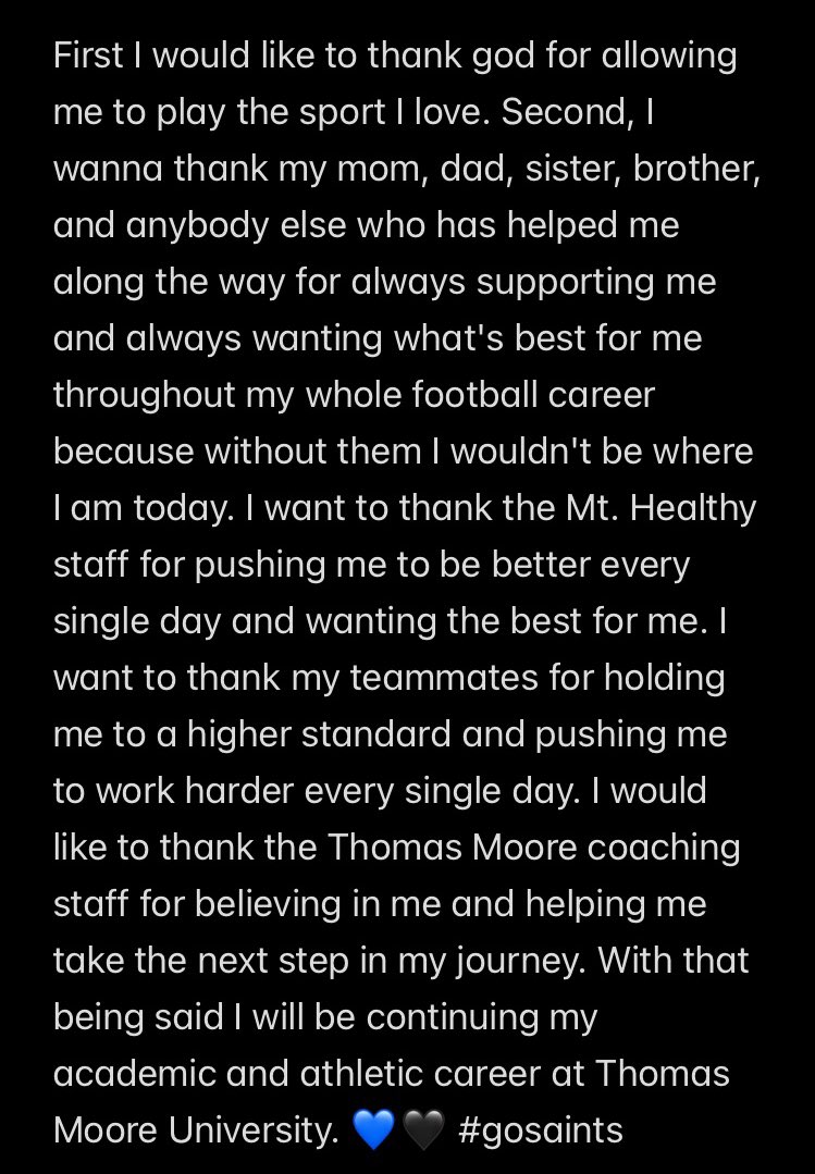 committed🖤💙 <a href="/TMU_Football/">Thomas More Football</a> <a href="/bcmoore22/">🏈Bryan Moore🏈</a>