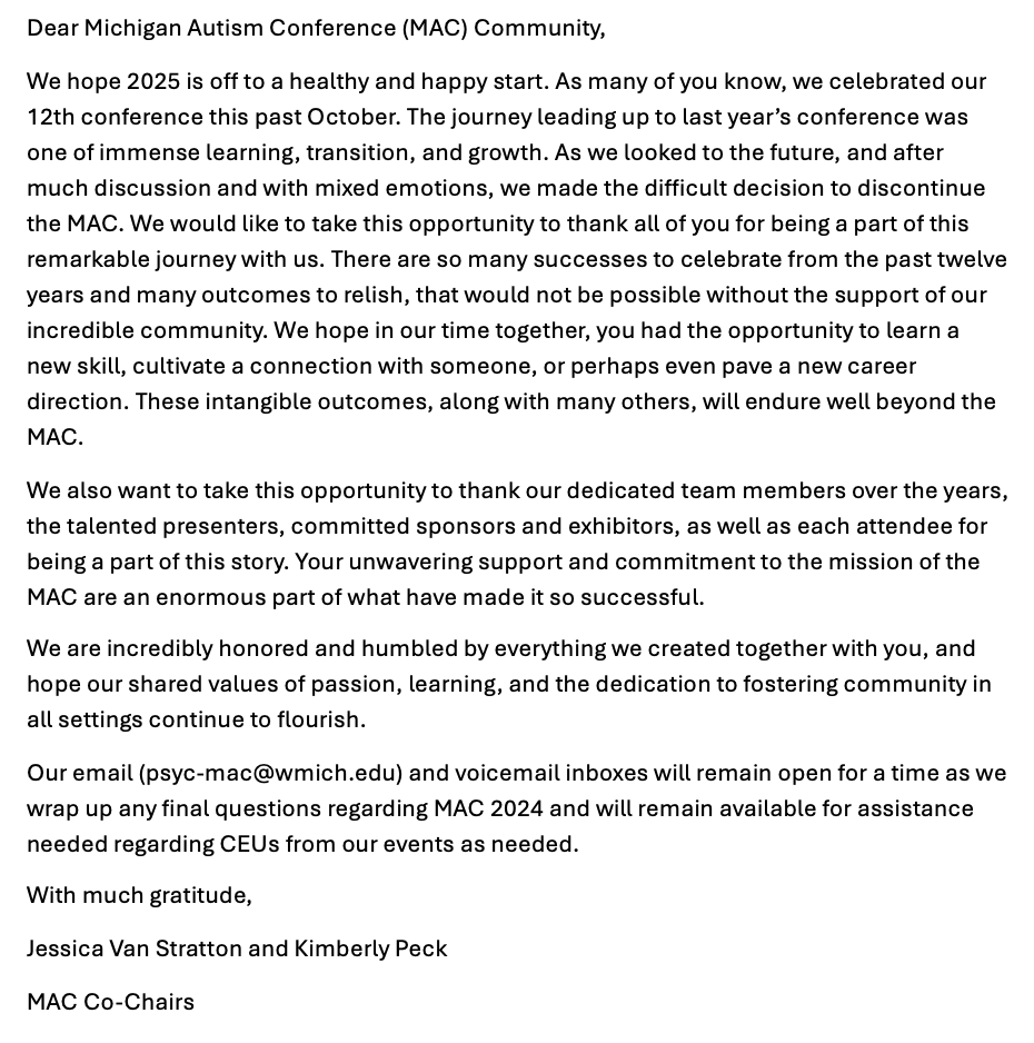 MI Autism Conference tweet media