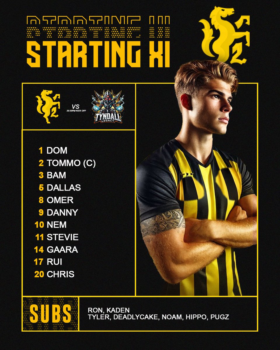 Rui makes first start VGC League start for the Stealers, whilst Gaara is back into the starting XI. Omer drops into the back line, and Nem returns out wide👊💛🖤