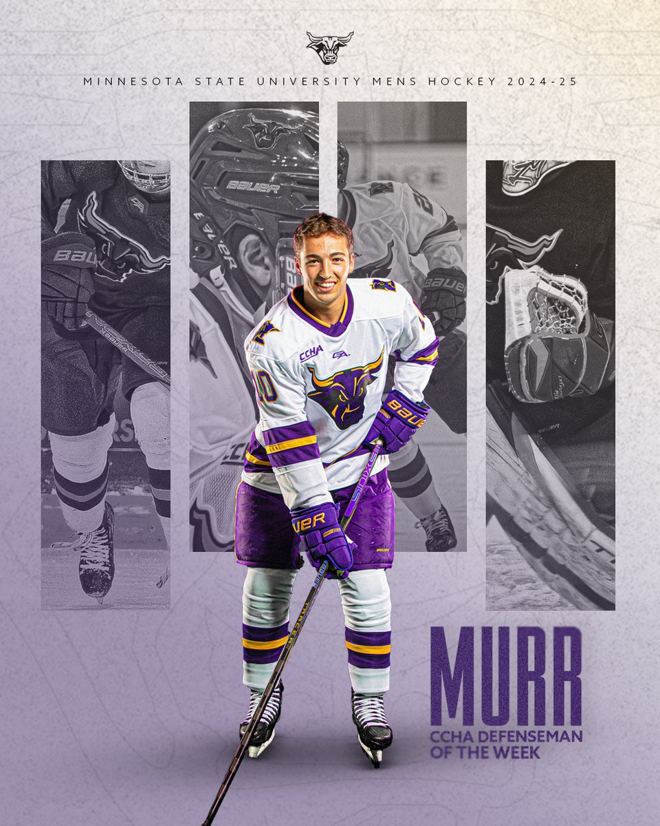 MinnStMHockey's tweet photo. Murr Named CCHA Defenseman of the Week!

🔗: https://t.co/WuReYiOJ8o https://t.co/xqgPncBHFG