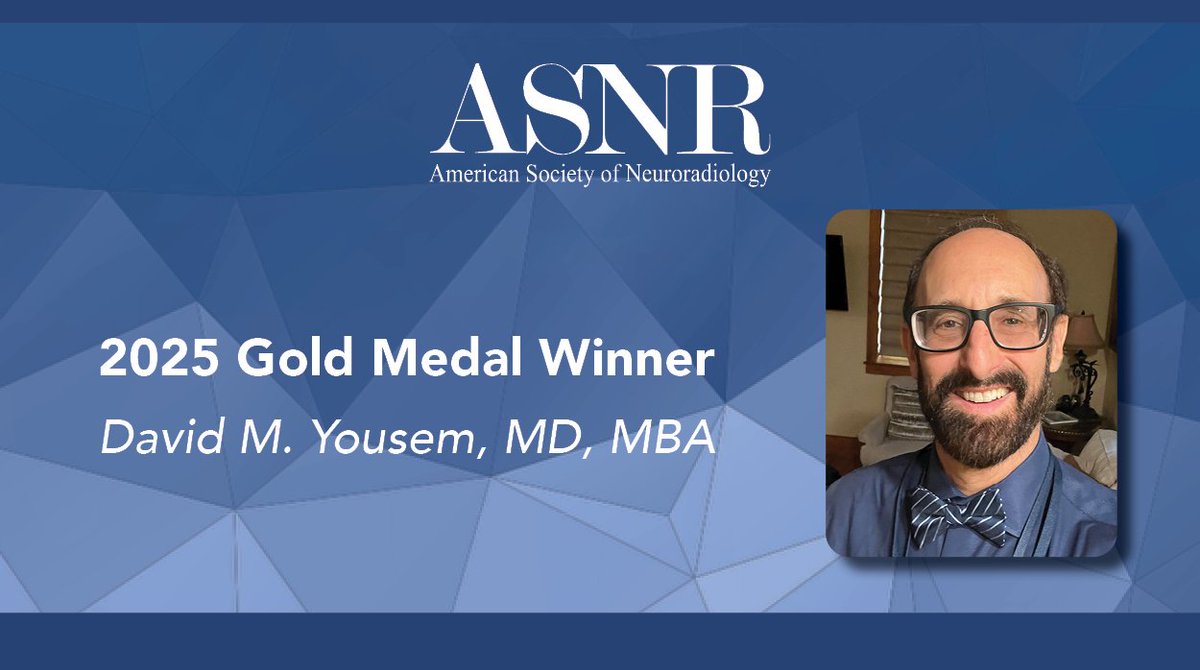 Congratulations to David M. Yousem, MD, MBA, who was awarded the #ASNR 2025 Gold Medal Award. For more information on Dr. Yousem and his award -- and all of ASNR's award winners -- visit: ow.ly/Z9xF50USG3Q