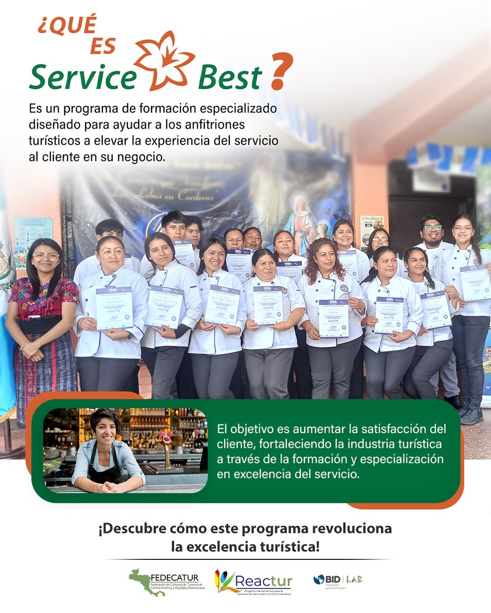 CAFEDECATUR's tweet photo. Service Best es un programa de Canadá, desarrollado por #TourismSaskatchewan que te da la llave para transformar la experiencia del cliente y fortalecer la industria turística.
Objetivos:
✅ Elevar la calidad del servicio en tu negocio.
✅ Aumentar la satisfacción del cliente. https://t.co/dupzqH8whv