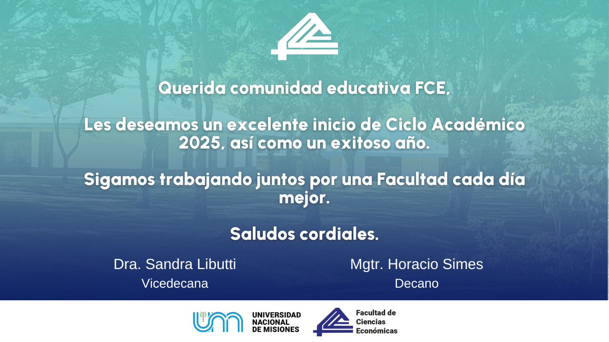 Buen inicio del ciclo académico y exitoso año.
#FCEUNaM #UNaM