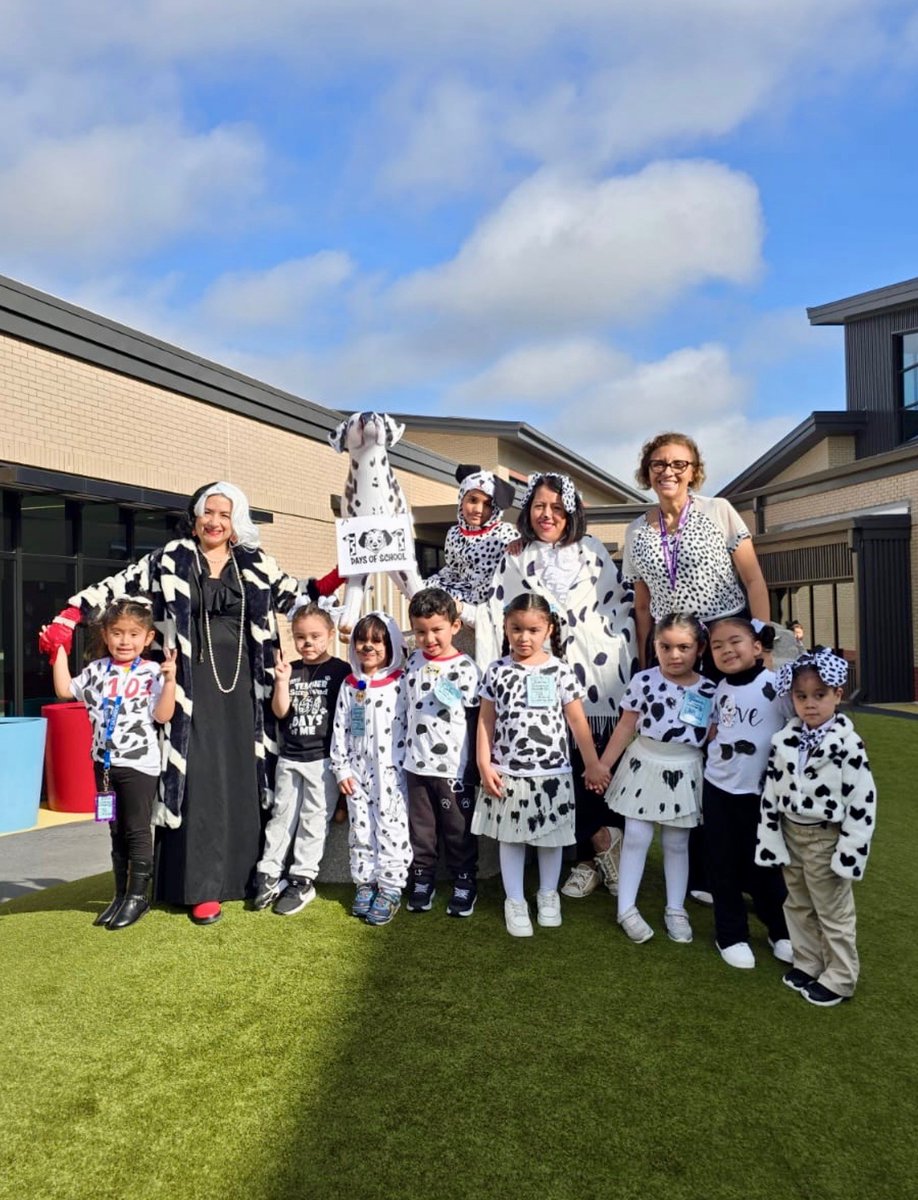 Martinez_ELC's tweet photo. πΎβ¨ Spot the fun! Weβre celebrating 101 days of school dressed as adorable dalmatians! πΆπ Itβs been an amazing journey filled with learning and laughter. π€π€ #101DaysOfSchool #DalmationFun #Dreambigflyhigh https://t.co/8dWnPchdci