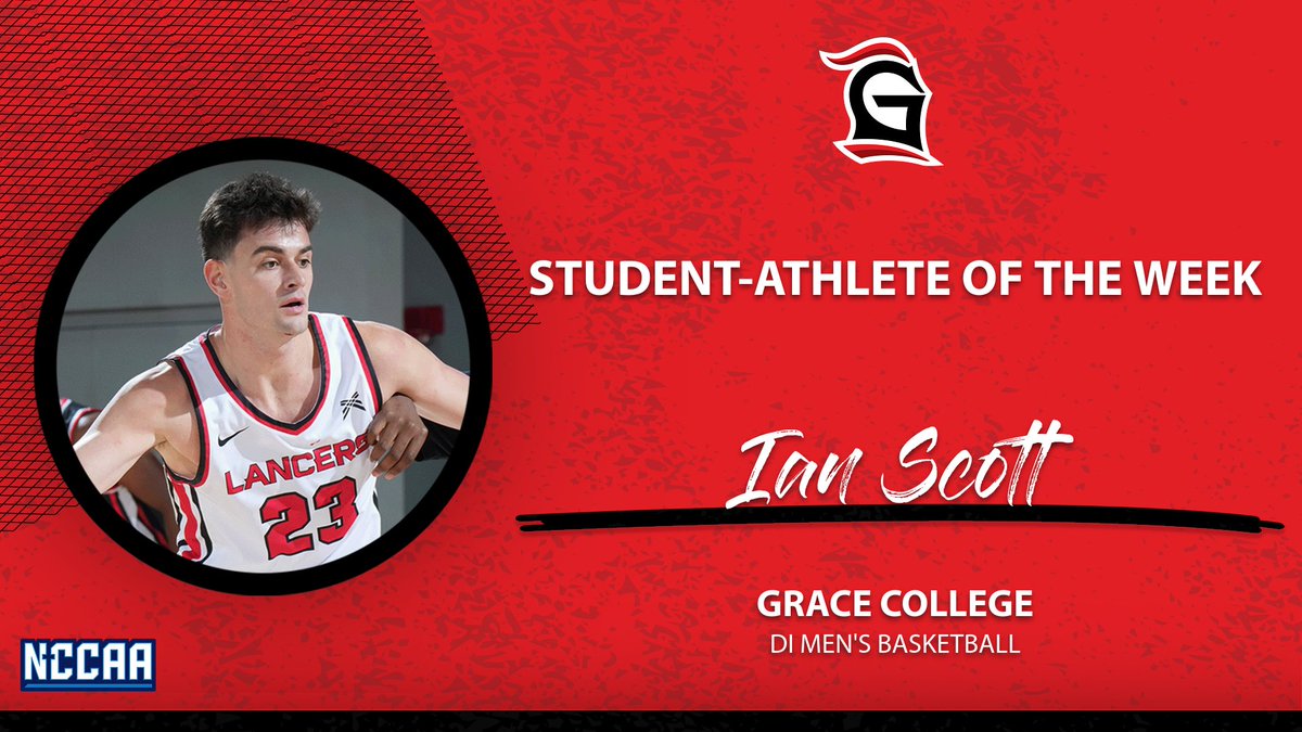 🏀Student-Athlete of the Week🏀
DI Men's #NCCAABasketball
𝐈𝐚𝐧 𝐒𝐜𝐨𝐭𝐭, Grace College
the-n.cc/4hGs8Ue | #PlayForHim