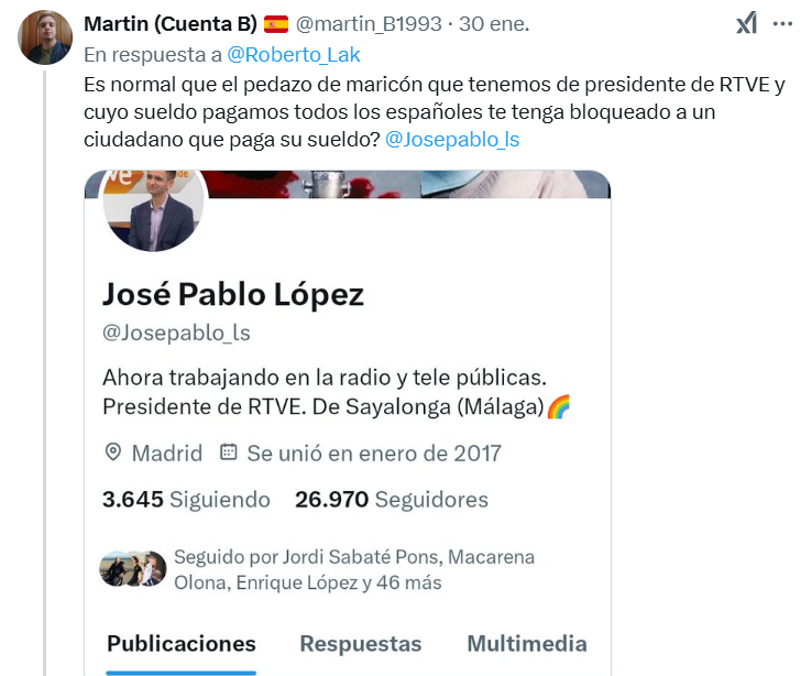 Josepablo_ls's tweet photo. No me preocupa lo de maricón. Es una palabra que, como decía Miguel de Molina, suena a bóveda. Me preocupa la homofobia que sigue viva y que este sujeto (y otros como él) ensucien la bandera de mi país vinculándola a esos antivalores. https://t.co/3F6ZLrb5c4