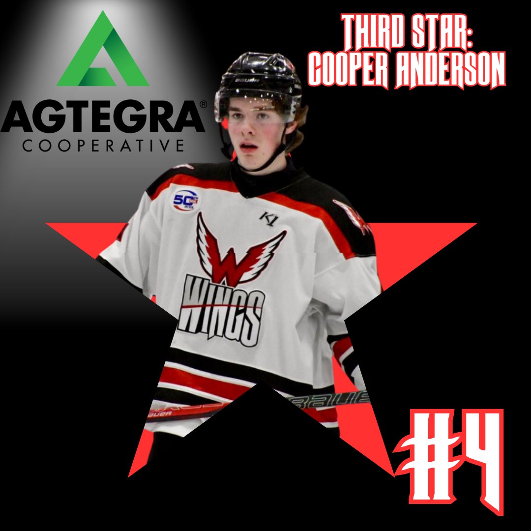 AberdeenWings's tweet photo. Wings Fans!
These are your @agtegra Stars of the Week!
⭐️Damon Cunningham
⭐️⭐️Jibber Kuhl
⭐️⭐️⭐️Cooper Anderson
#LETSGOWINGS #NAHL #WingsFamily https://t.co/DbMoaWtATq