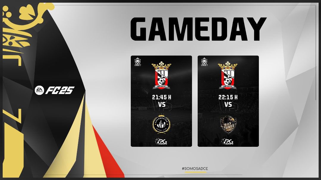#MATCHDAY | 3/2/25 📆

Nuestra sección de EAFC tiene dos partidos de <a href="/OfficialVPG/">Virtual Pro Gaming</a> esta noche 💪

🏆 <a href="/VPGPremier/">VPG Esports Premier</a>
🆚 <a href="/casanostra_cp/">CASANOSTRA</a>
⏰ 21:45

🏆 <a href="/VPGPremier/">VPG Esports Premier</a>
🆚 <a href="/BlackThunderFC/">Black Thunder FC</a>
⏰ 22:15

#SomosADCE
<a href="/ADCeuta_FC/">AD CEUTA FC</a>
<a href="/ADCeutaEsports/">ADCeuta Esports</a>