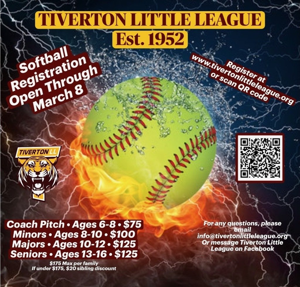 Tiverton Little League Softball &amp; T-Ball/Baseball Information! 🥎