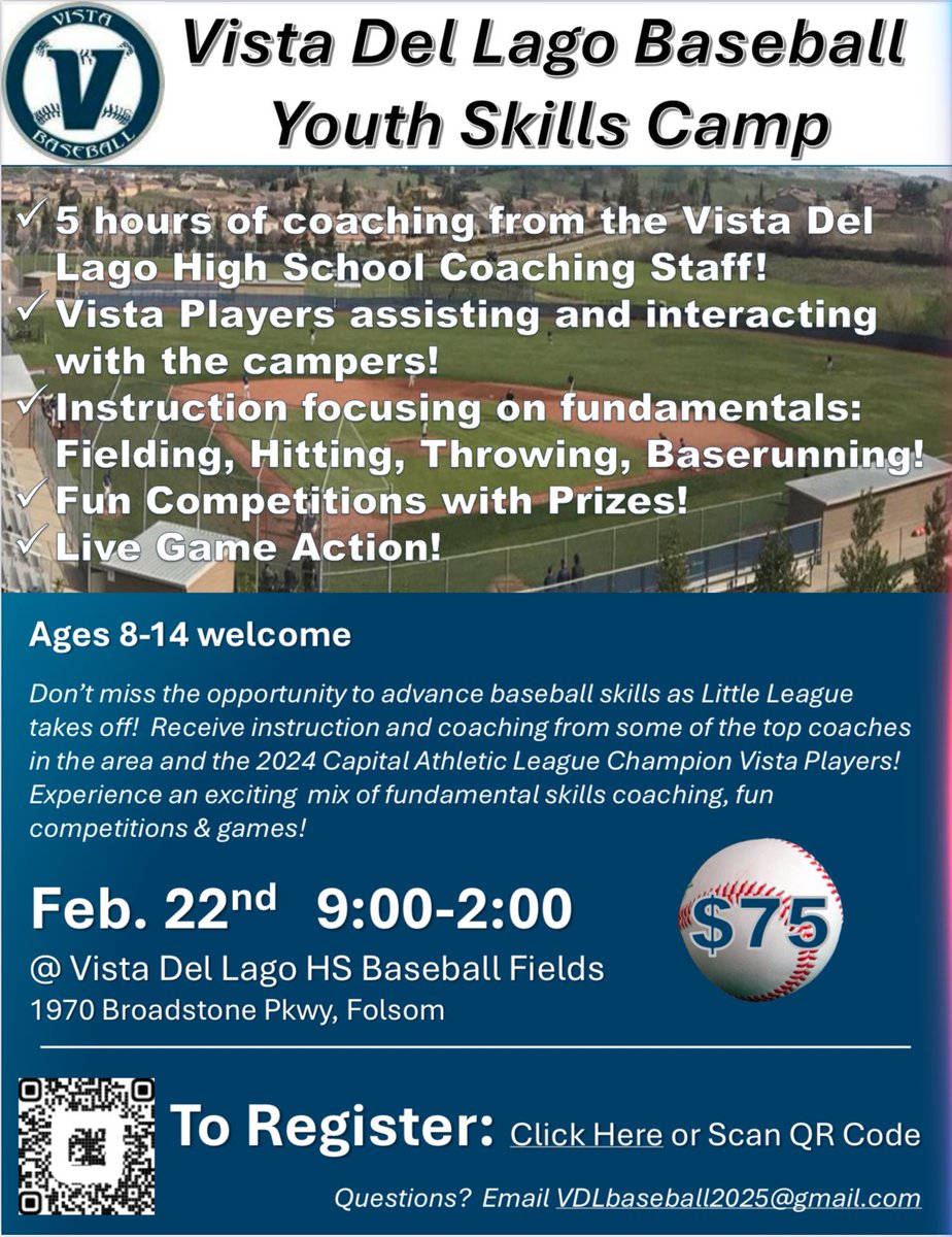 VDLBaseball's tweet photo. VDL hosting first annual Youth Camp Feb 22!  Register early before it sells out! https://t.co/XoSLLlGxFA