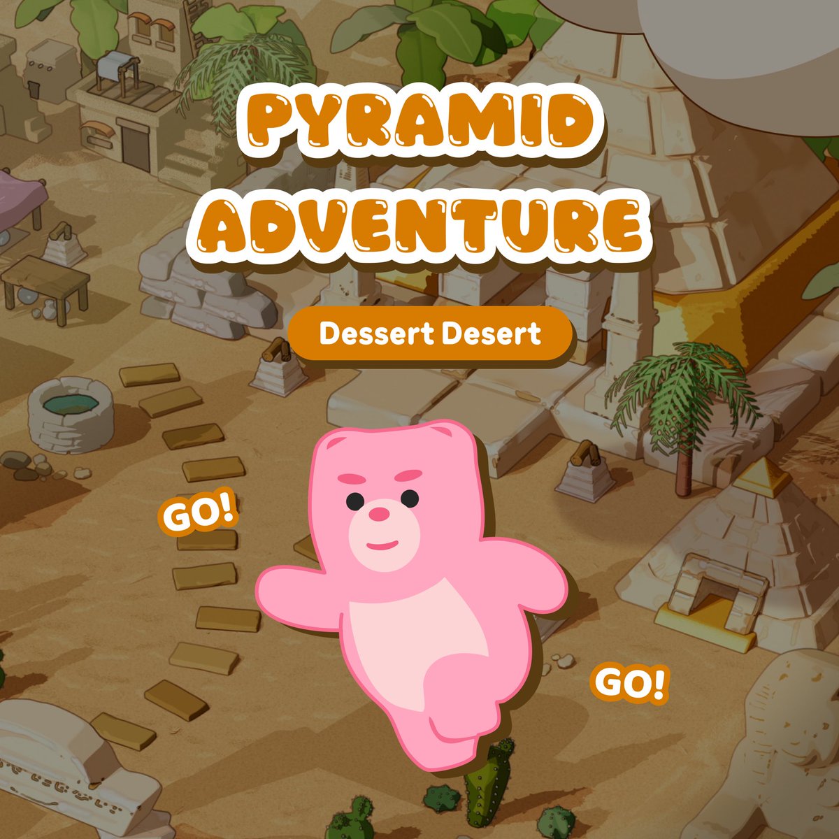 Jelly Adventure "Pyramid  Adventure" OPEN🏜️

The new content was opened on Jan 21th.
Join it in Dessert Desert!  
Have fun and stay tuned on Bellygom's Discord!