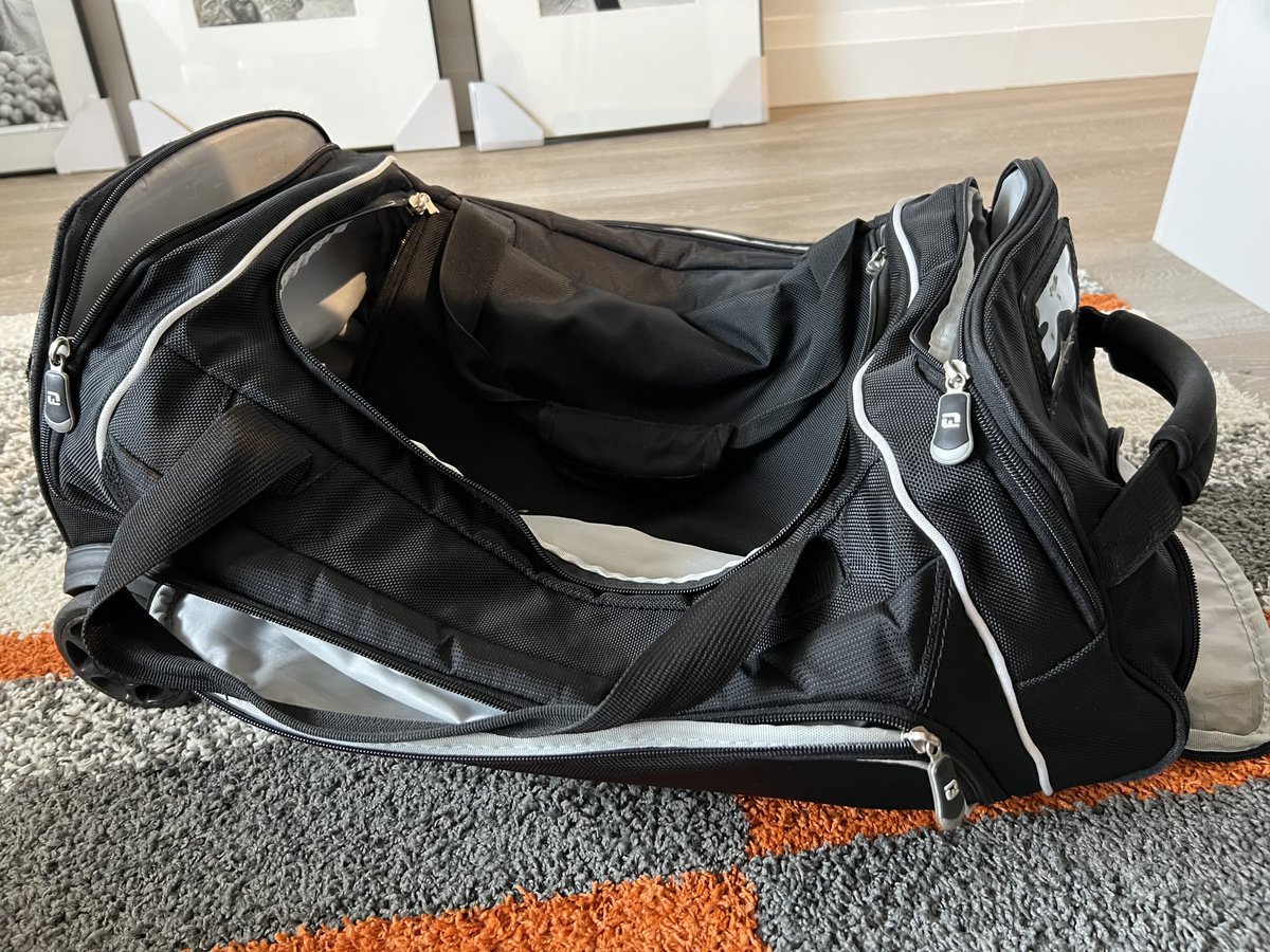 thejeffbrooke's tweet image. #RIP to my @FootJoy roller bag, the absolute best golf swag that’s ever come my way. Wheels, handle beyond repair. 😭 It’s been around the world over the past 20 years. Irreplaceable. Literally. Thank you for your service.