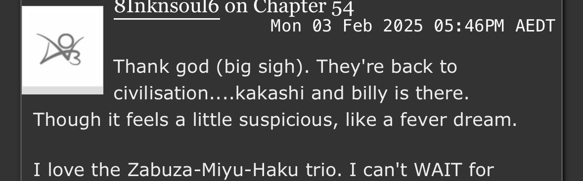 a_sassinwrites's tweet photo. tnotg ch54 spoilers!!!! 

i actually can’t breathe at these comments pt 1 https://t.co/TEOVIoaqgY