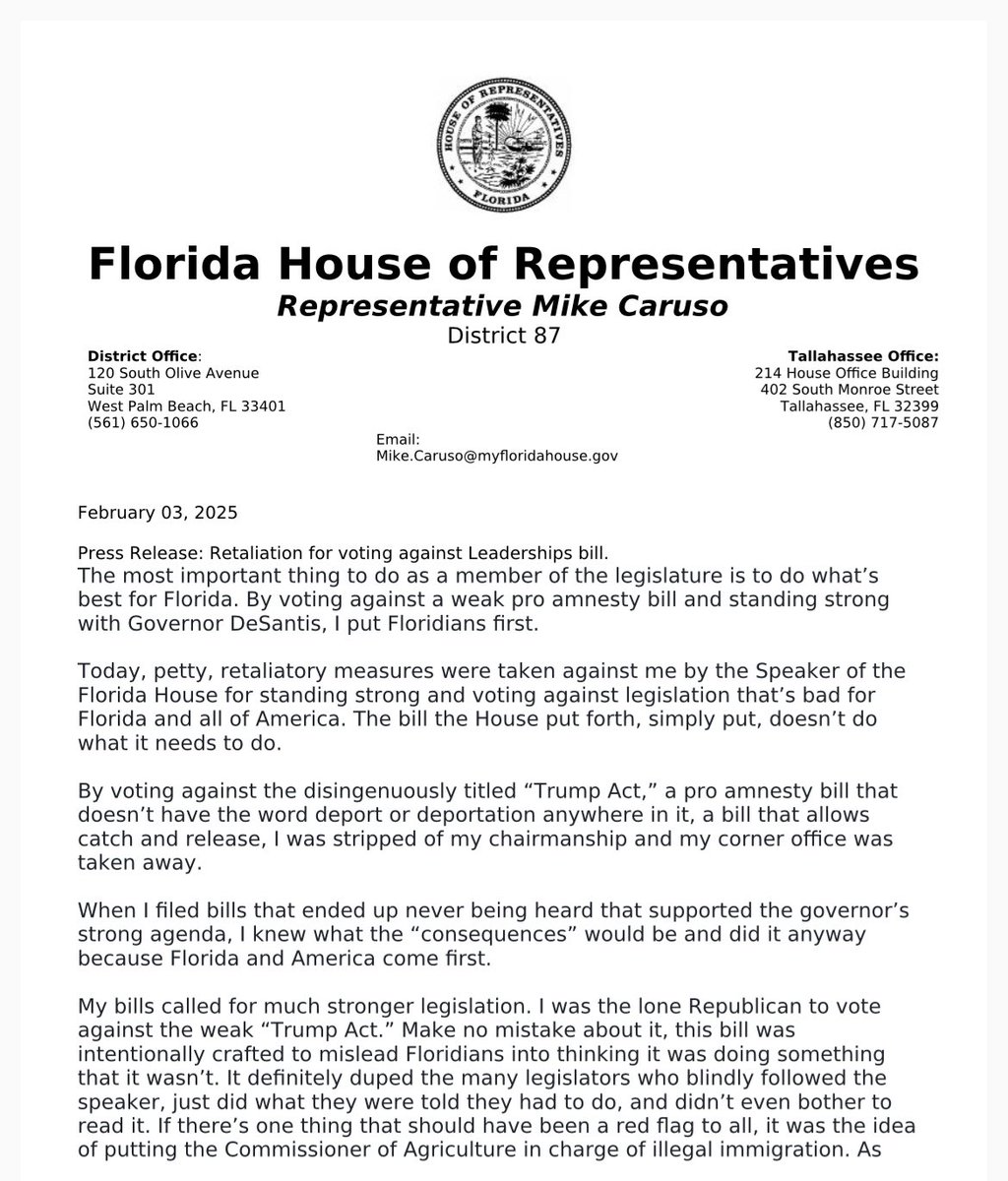 RepMikeCaruso's tweet image. My statement below: